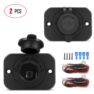 2Pcs 12V Cigarette Lighter Socket