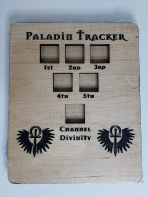5e Hardwood Character Cards - Paladin Tracker in Maple Wood
