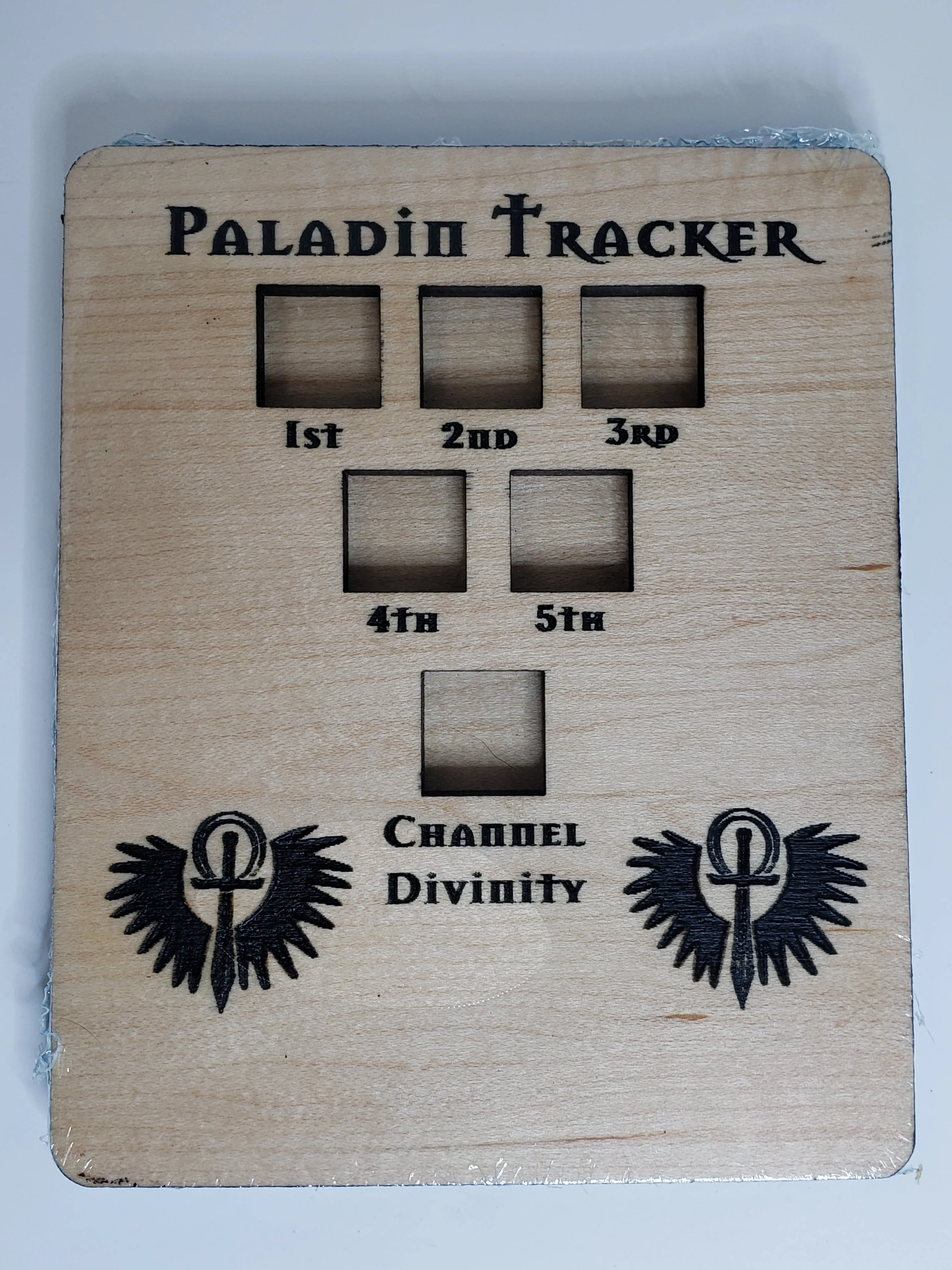 5e Hardwood Character Cards - Paladin Tracker in Maple Wood
