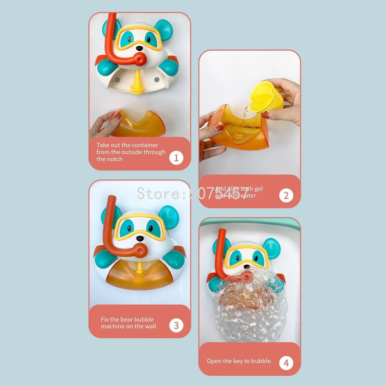 Apaffa's Fun Bubble Blower - Bathtub Toy Set for Kids with Crab, Bear, Duck