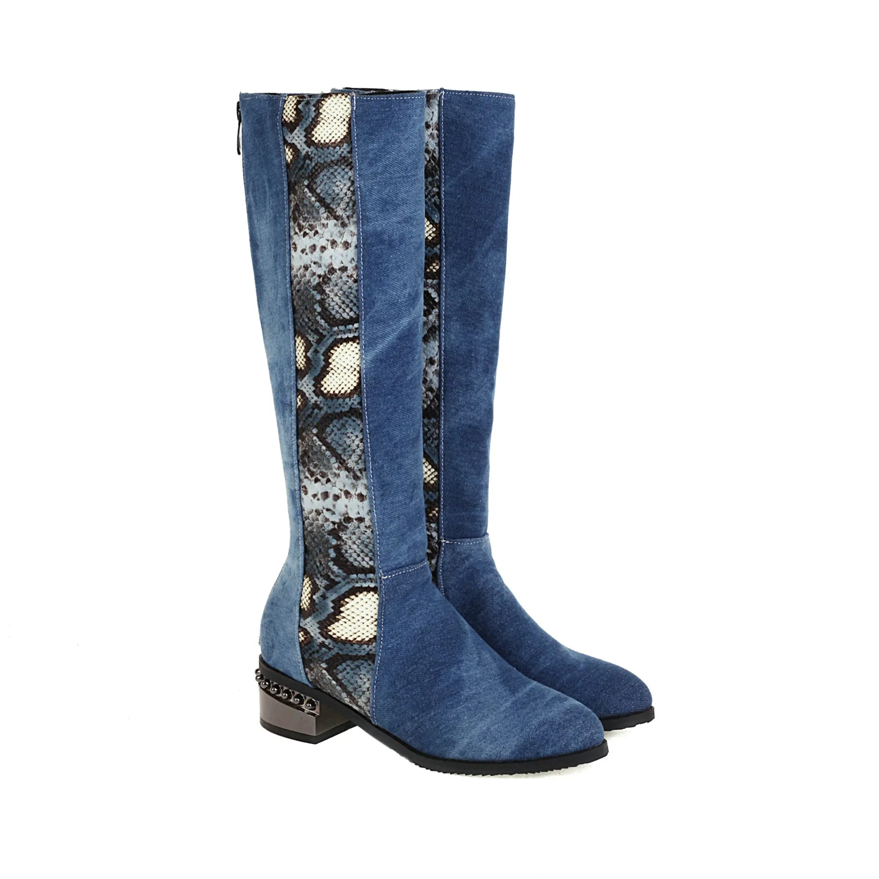 Bigsizeheels Concise Over the Knee Boots for women - Denim Blue