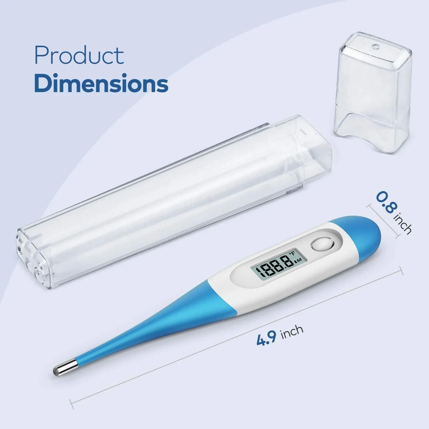 Boncare 10 Seconds Digital Thermometer for Adults and Kids - Accurate & Safe Rectal Thermometer for Baby with Fever Alarm, Oral Thermometer FSA HSA Eligible (Light Blue)