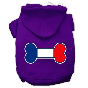 Bone Shaped France Flag Screen Print Pet Hoodies Purple Size L (14)