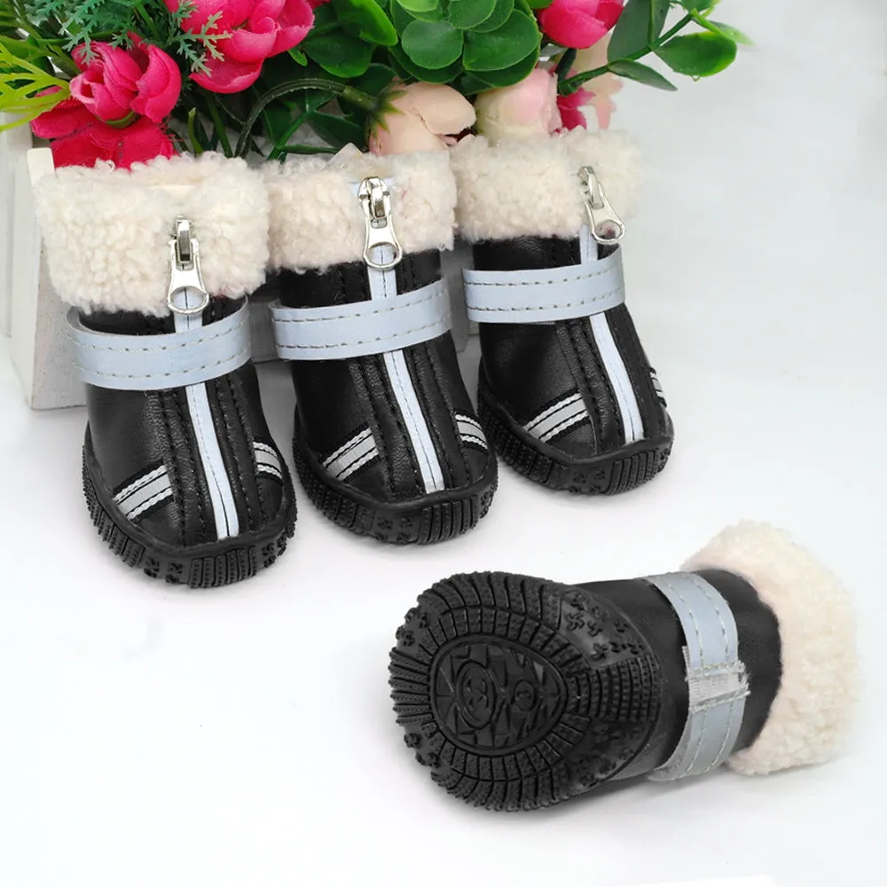 Cute Front Zip Up Autumn Winter Footwear Small Dog Shoes