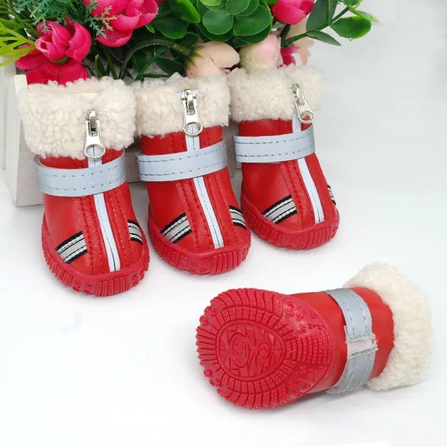 Cute Front Zip Up Autumn Winter Footwear Small Dog Shoes