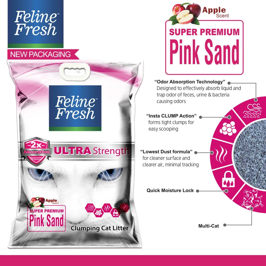 Feline Fresh Cat Litter Sand 10L, Super Premium Pink Clumping, Dust-Free, Scented