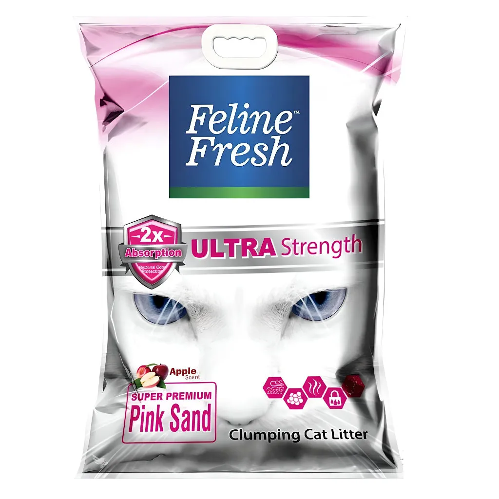 Feline Fresh Cat Litter Sand 10L, Super Premium Pink Clumping, Dust-Free, Scented