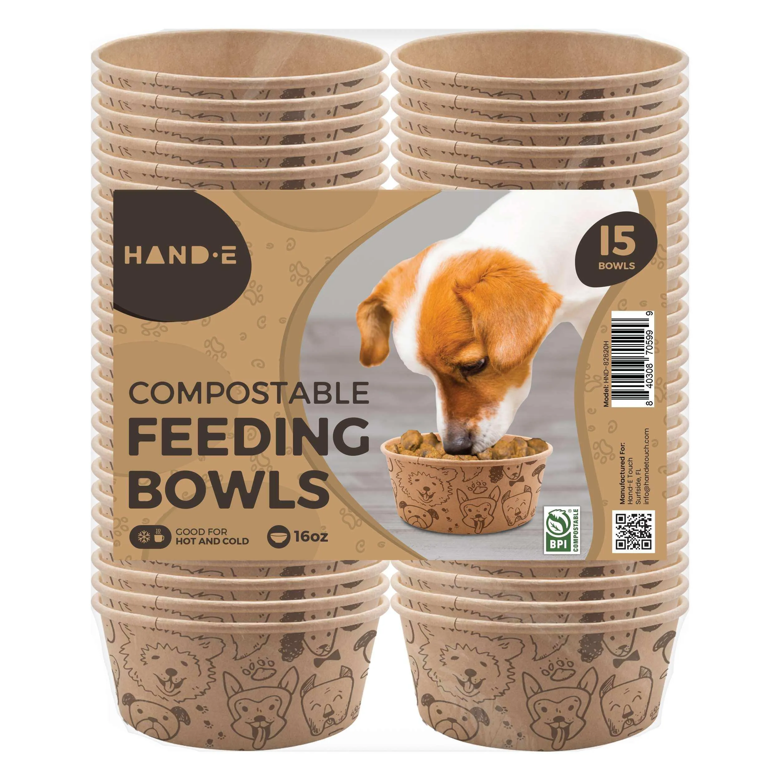 Hand-E Compostable Disposable Feeding Bowls for Dogs