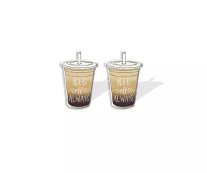 Iced Coffee Studs - Coffee Earrings, Cappuccino, Espresso, Handmade Jewelry, Mocha Latte, Teacher Earrings, Iced Coffee Earrings