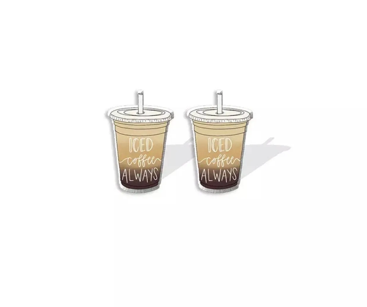 Iced Coffee Studs - Coffee Earrings, Cappuccino, Espresso, Handmade Jewelry, Mocha Latte, Teacher Earrings, Iced Coffee Earrings