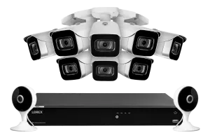 Lorex Fusion 4K 16-Channel 3TB Wired NVR System with 8 Cameras   Two 2K Wi-Fi Indoor Cameras