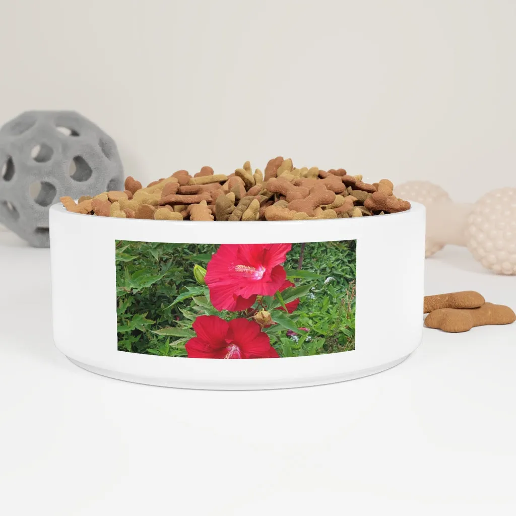 Red Flowers Pet Bowl