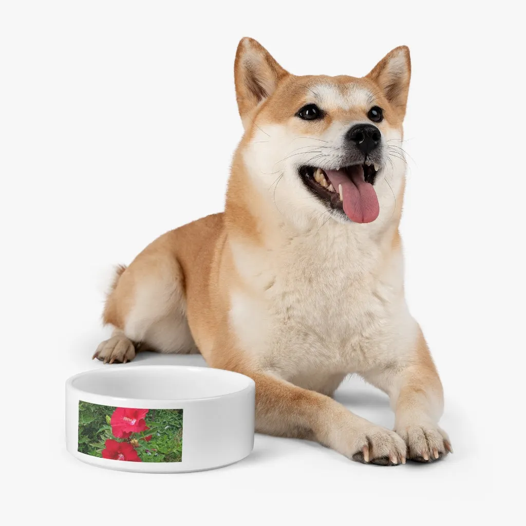 Red Flowers Pet Bowl