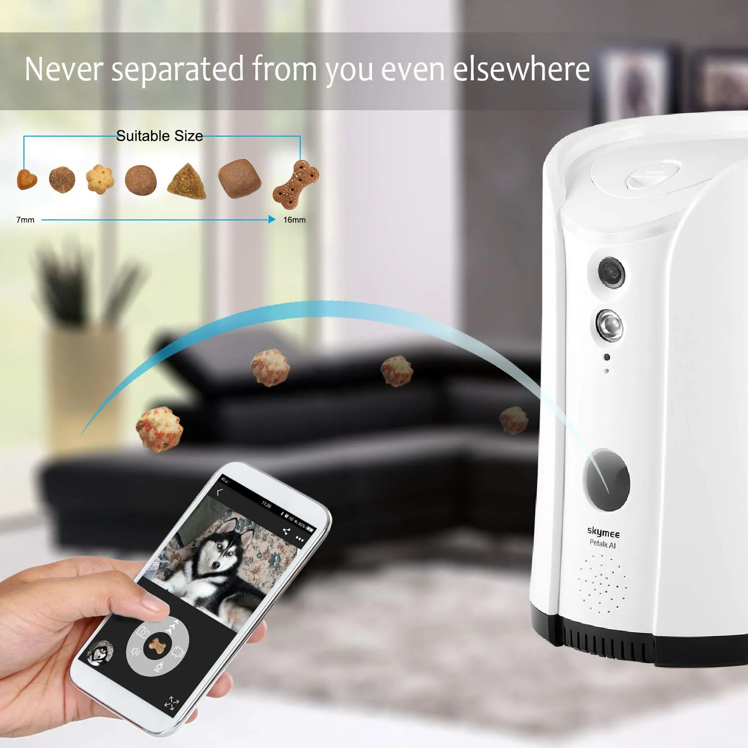 SKYMEE Dog Camera Treat Dispenser,WiFi Remote Pet Camera with Two-Way Audio and Night Vision,Compatible with Alexa