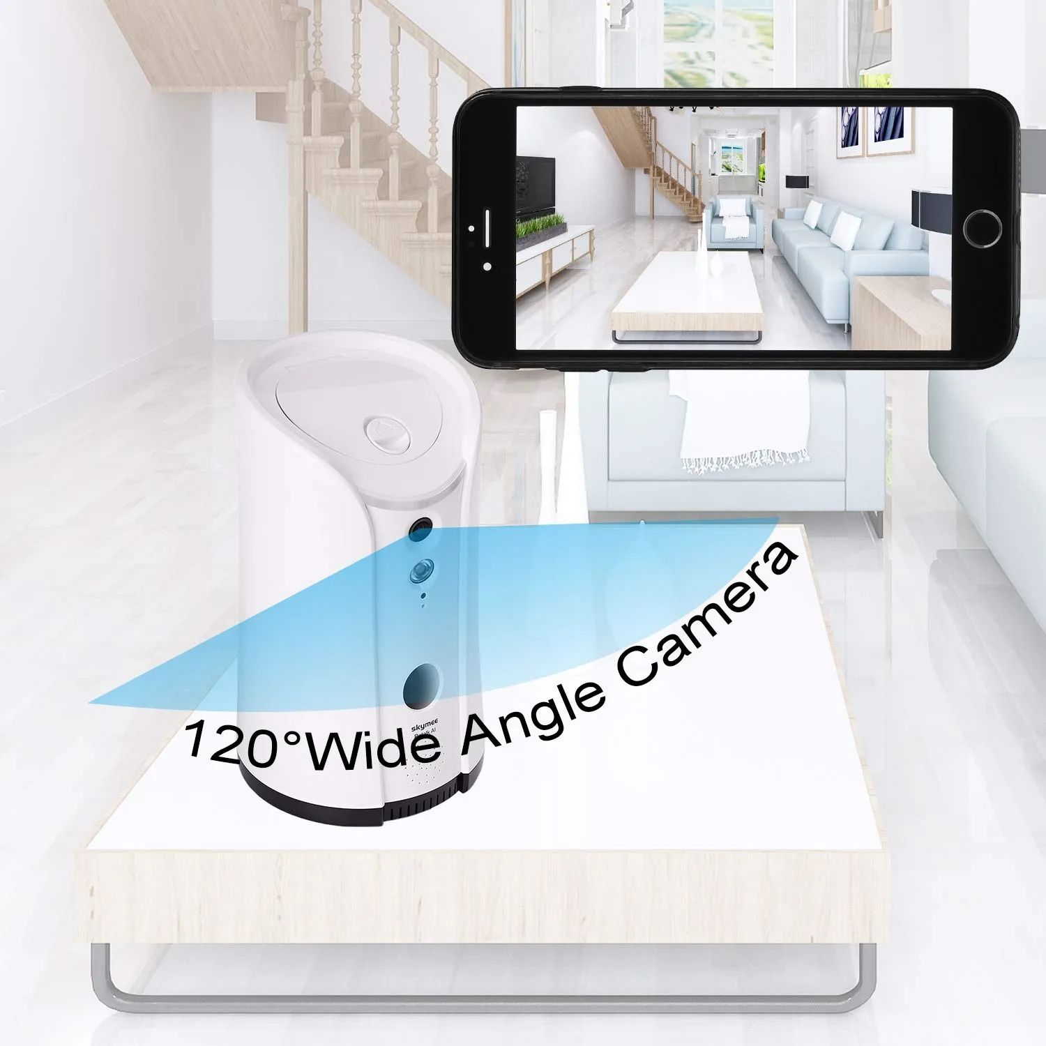 SKYMEE Dog Camera Treat Dispenser,WiFi Remote Pet Camera with Two-Way Audio and Night Vision,Compatible with Alexa