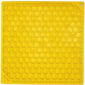 SodaPup - Honeycomb Design Emat Enrichment Licking Mat - Yellow - Larg