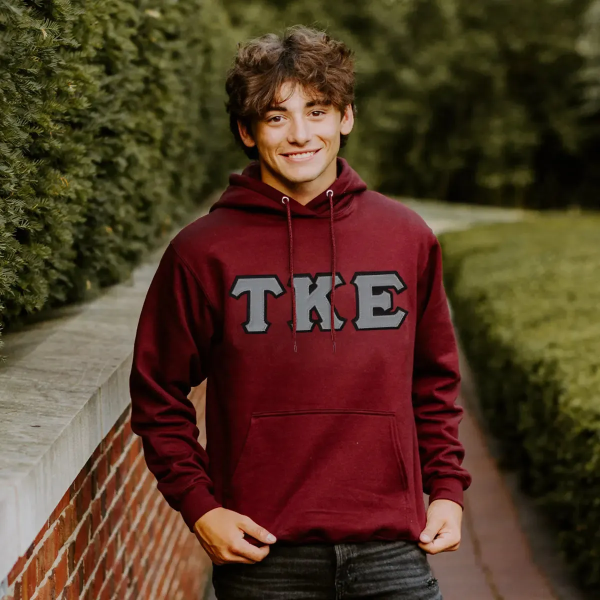TKE Deep Red Hoodie with Sewn On Letters