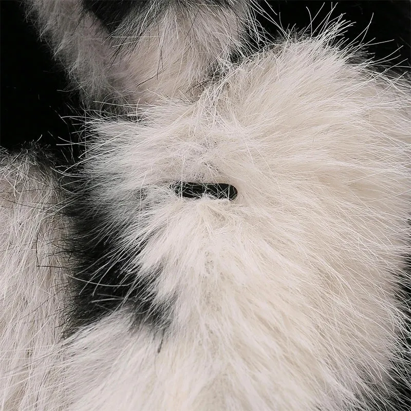 Women's Faux Fox Fur Fluffy Zebra Fur Coat Jacket