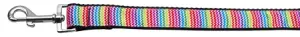 Zigzaggy Rainbow Nylon Dog Leash 3-8 Inch Wide 4ft Long