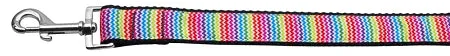 Zigzaggy Rainbow Nylon Dog Leash 3-8 Inch Wide 4ft Long
